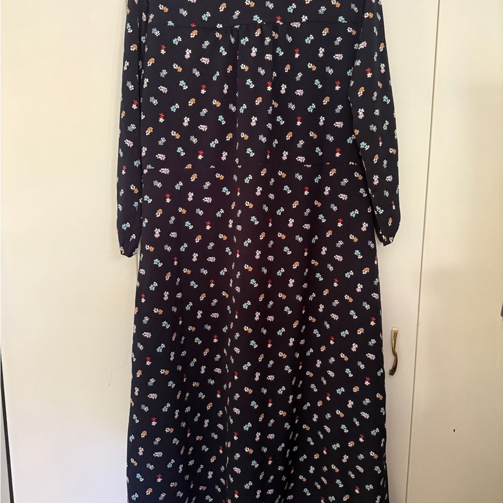 GAP Navy Floral Long Sleeve Button-down Dress - Picture 7 of 7